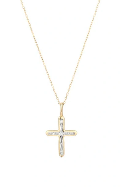 Adina Reyter Baguette Diamond Cross Pendant Necklace In Gold