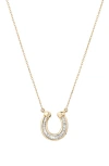 Adina Reyter Baguette Diamond Horseshoe Pendant Necklace In Gold