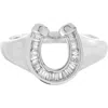 Adina Reyter Baguette Diamond Horseshoe Signet Ring In Silver