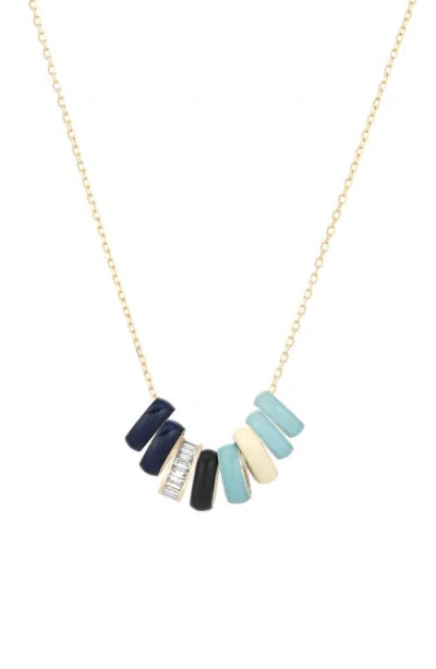 Adina Reyter Baguette Diamond Necklace In Gold/blue Multi