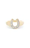 Adina Reyter Baguette Diamond Horseshoe Signet Ring In Gold