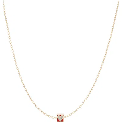 Adina Reyter Bead Party Ceramic Pavé Heart Necklace In Yellow