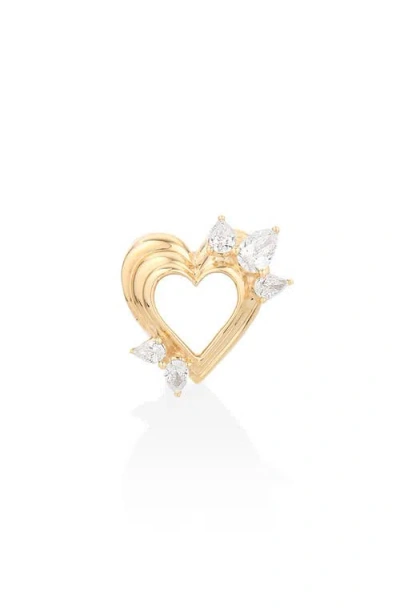 Adina Reyter Big Bead 14k & Lab Grown Diamond Open Heart Pendant In Gold