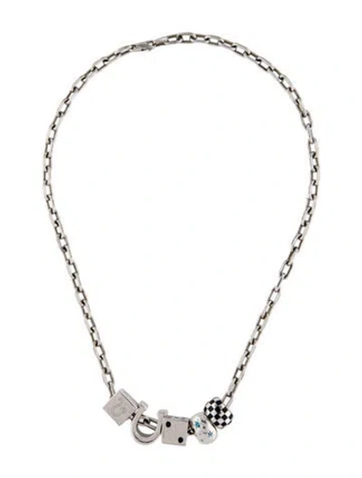 Pre-owned Adina Reyter Diamond & Dyed Magnesite Multi-charm Necklace, 16"