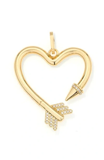 Adina Reyter Diamond Arrow Heart Charm In Yellow