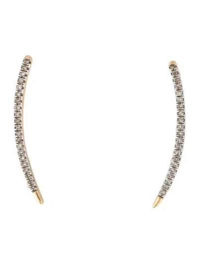 Pre-owned Adina Reyter Diamond Curve Wing Ear Climbers In Gold