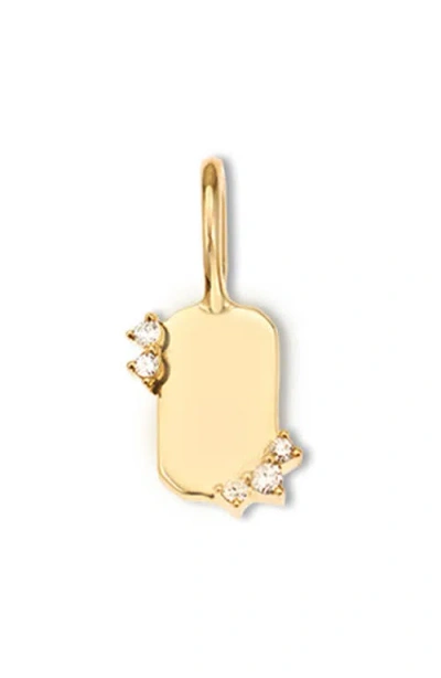 Adina Reyter Diamond Dog Tag Charm In Gold
