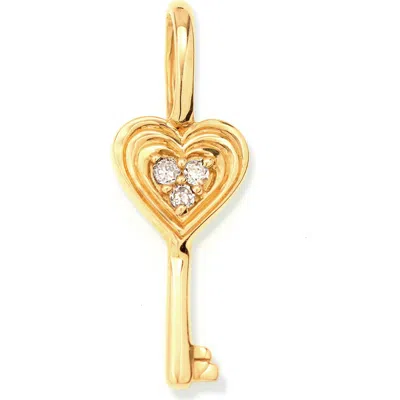 Adina Reyter Diamond Heart Key Pendant Charm In Gold