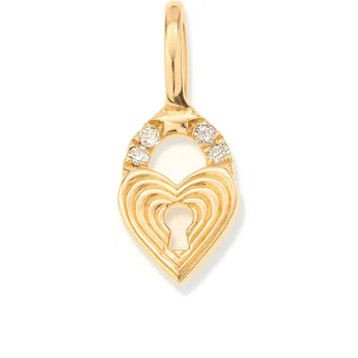 Adina Reyter Diamond Heart Lock Pendant Charm In Gold