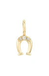 Adina Reyter 9k Yellow Gold Diamond Horseshoe Charm Pendant In Gold