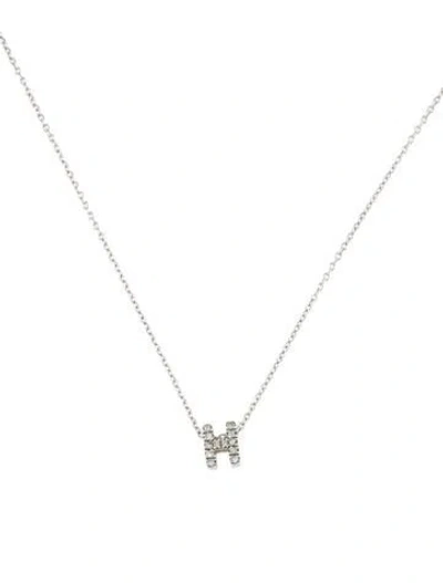 Pre-owned Adina Reyter Diamond One Of A Kind Pave Initial 'h' Pendant Necklace, 16.5" In Multicolor
