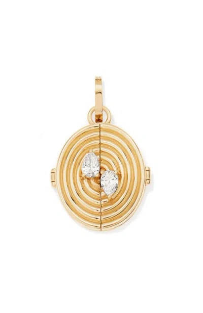 Adina Reyter Diamond Oval Locket Charm In Gold