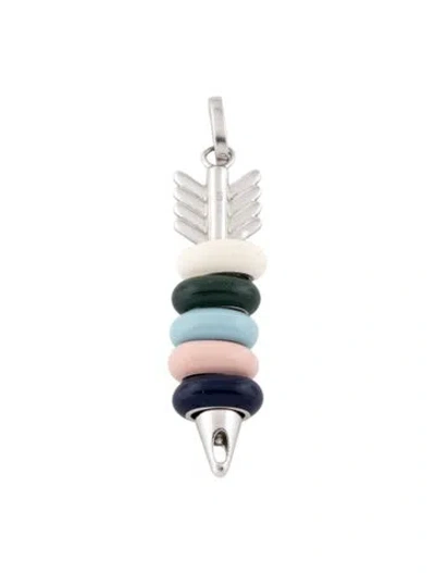 Pre-owned Adina Reyter Enamel Arrow Hinged Charm & Beads In Multicolor
