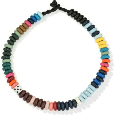 Adina Reyter Enamel Big Bead Hang Tight Dice Necklace In Silver