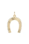 Adina Reyter Extra Large Groovy Diamond Horseshoe Charm In Gold