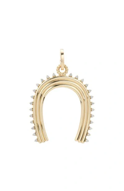 Adina Reyter Extra Large Groovy Diamond Horseshoe Charm In Gold
