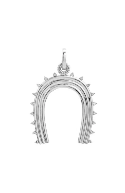 Adina Reyter Extra Large Groovy Diamond Horsheshoe Charm In Metallic