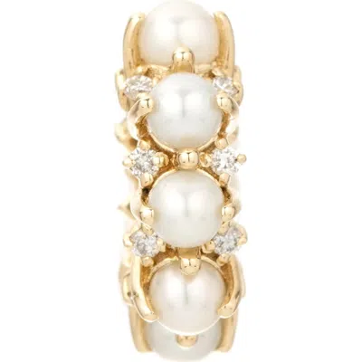 Adina Reyter Freshwater Pearl & Diamond Rounds Big Bead Charm Pendant In Gold