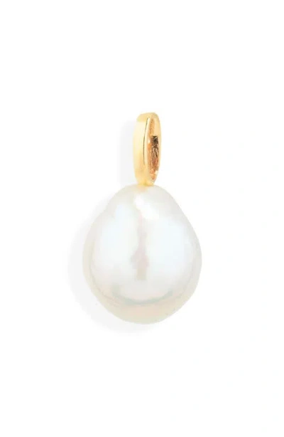 Adina Reyter Genuine Baroque Pearl Pendant Charm In Gold