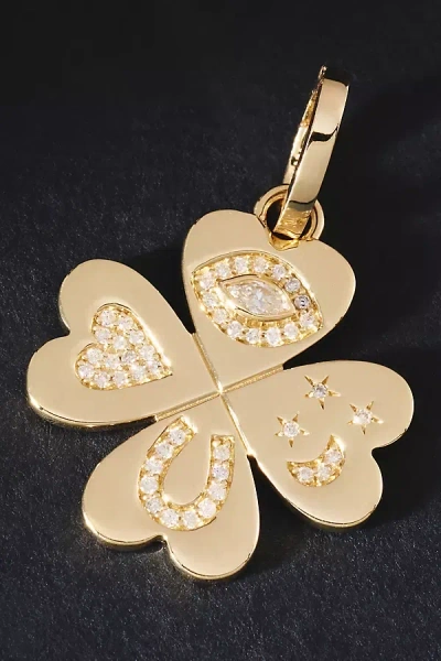 Adina Reyter 14k Yellow Gold Diamond Pave Lucky Symbol Clover Charm Pendant