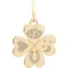 Adina Reyter 14k Yellow Gold Diamond Pave Lucky Symbol Clover Charm Pendant In Gold