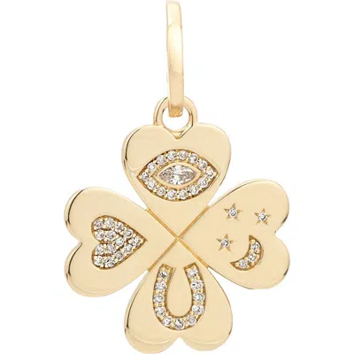 Adina Reyter Good Luck Diamond Clover Pendant In Gold