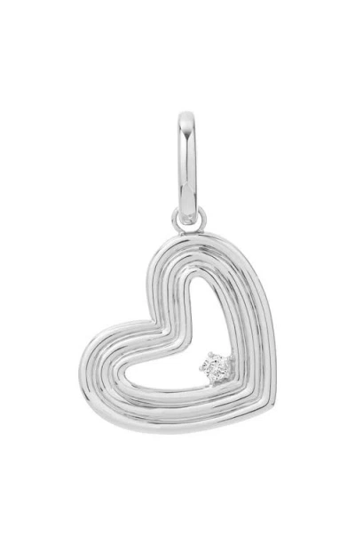 Adina Reyter Sterling Silver Diamond Groovy Heart Charm Pendant
