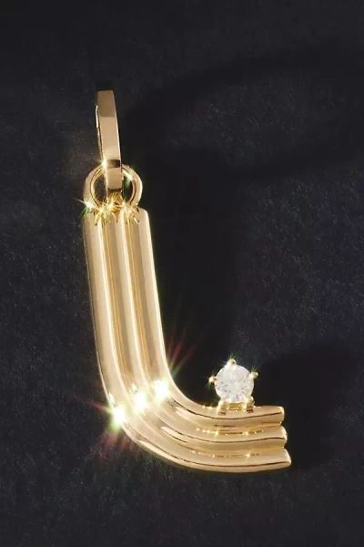 Adina Reyter Groovy Diamond Initial Hinged Charm In Gold