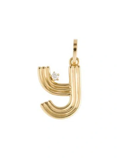 Pre-owned Adina Reyter Groovy Diamond Initial Hinged Charm In Multi