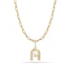 ADINA REYTER GROOVY INITIAL CHARM AND CHAIN LINK NECKLACE