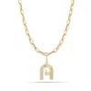 Adina Reyter Groovy Initial Charm And Chain Link Necklace In 14k Yellow Gold,diamond