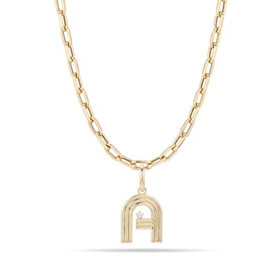 Adina Reyter Groovy Initial Charm And Chain Link Necklace In 14k Yellow Gold,diamond