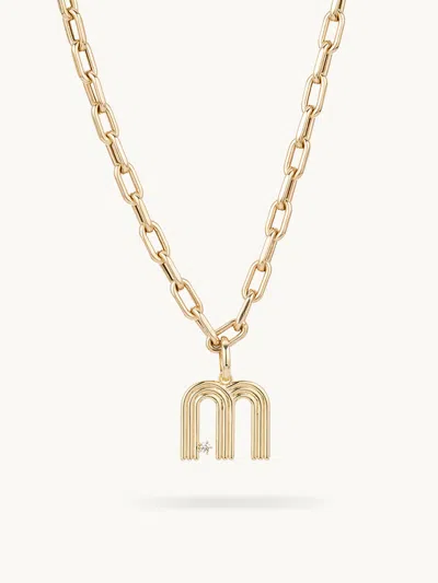 Adina Reyter Groovy Initial Charm And Chain Link Necklace In Gold