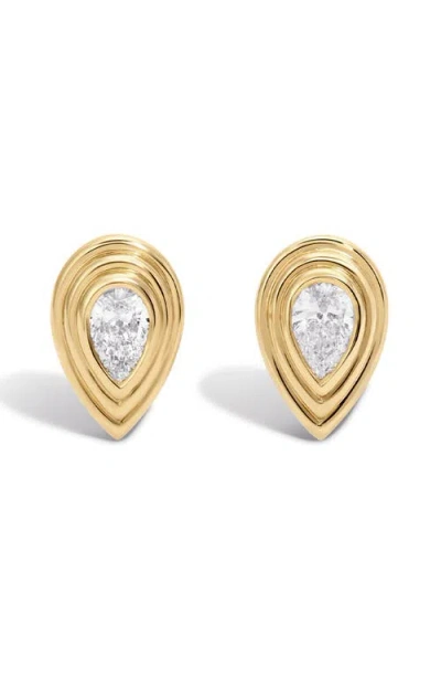 Adina Reyter 14k Yellow Gold Lab Grown Diamond Pear Groovy Stud Earrings