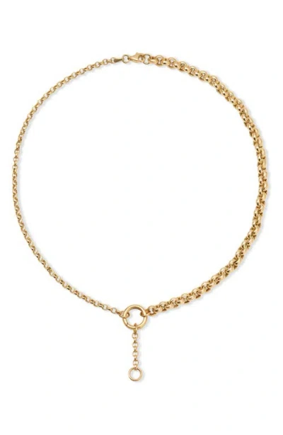 Adina Reyter Half & Half 14k Gold Rolo Chain Lariat Necklace
