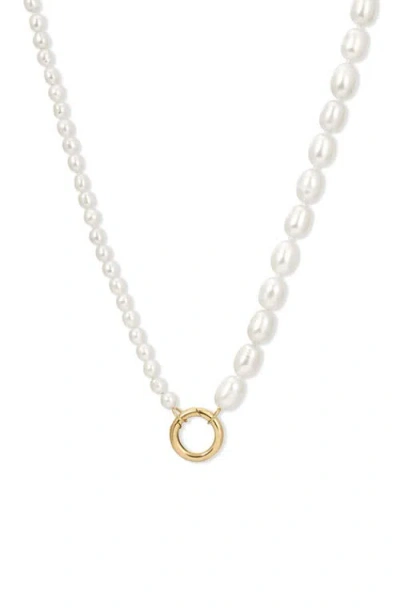 Adina Reyter Half-half Freshwater Pearl Necklace In Gold