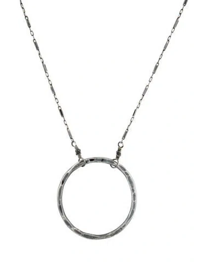 Pre-owned Adina Reyter Hammered Circle Pendant Necklace, 18" In Multi