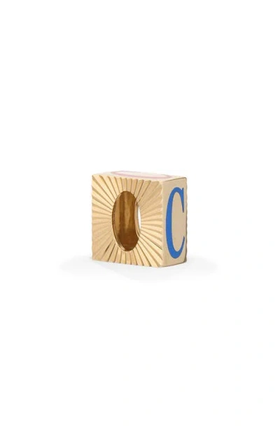 Adina Reyter 9k Yellow Gold Ceramic Initial Fluted Big Bead Pendant