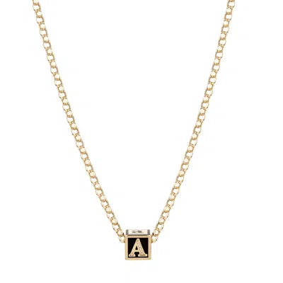 Adina Reyter Initial Block Bead And Rolo Chain Necklace In Gold