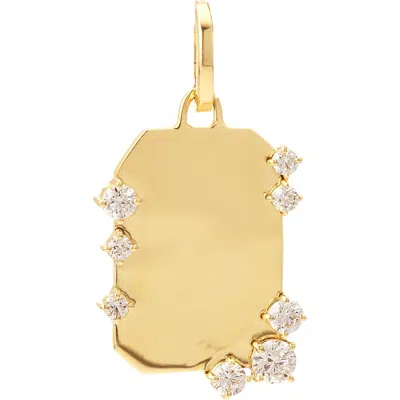 Adina Reyter Lab Grown Diamond Dog Tag Charm In Burgundy