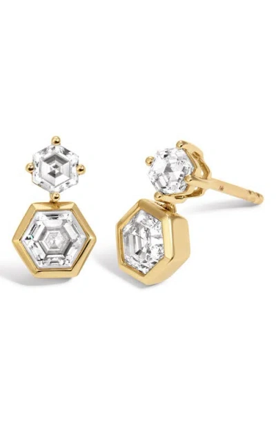 Adina Reyter Lab Grown Diamond Hexagon Drop Earrings In Gold