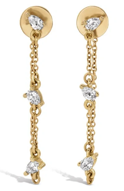 Adina Reyter Lab Grown Pear Cut Diamond Chain Drop Earrings In Gold