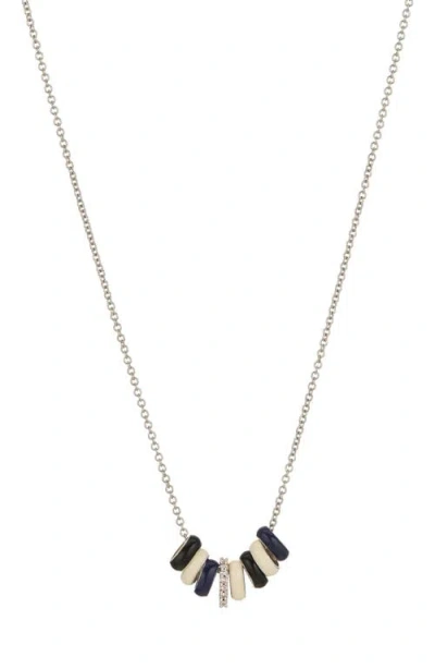 Adina Reyter Midnight Stripes Diamond & Enamel Mini Bead Necklace In Metallic