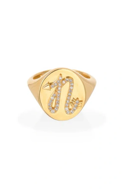 Adina Reyter Pavé Diamond Initial Signet Ring In Gold
