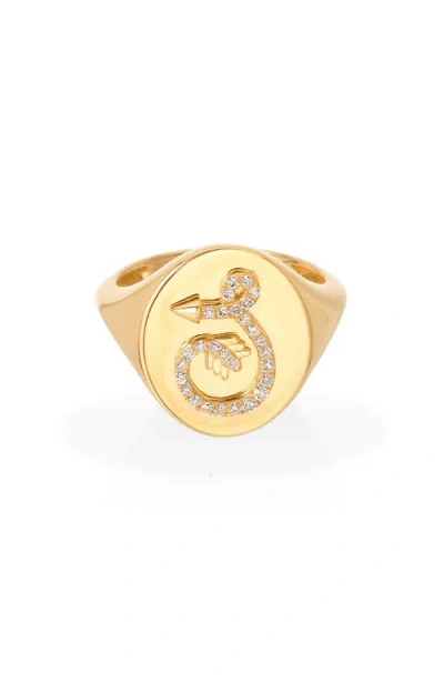 Adina Reyter Pavé Diamond Initial Signet Ring In Gold