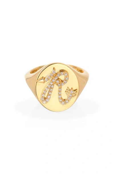 Adina Reyter Pavé Diamond Initial Signet Ring In Gold