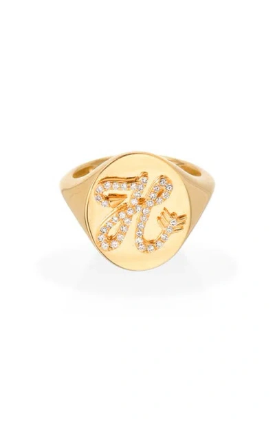 Adina Reyter Pavé Diamond Initial Signet Ring In Gold