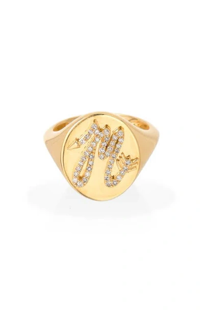 Adina Reyter Pavé Diamond Initial Signet Ring In Gold