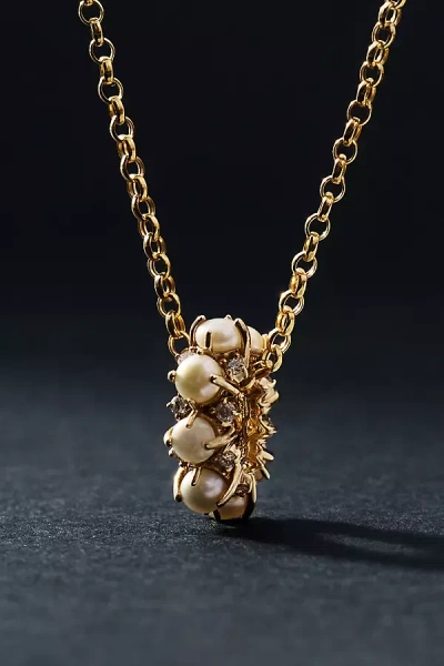 Adina Reyter Pearl & Diamond Rounds Big Bead In Gold