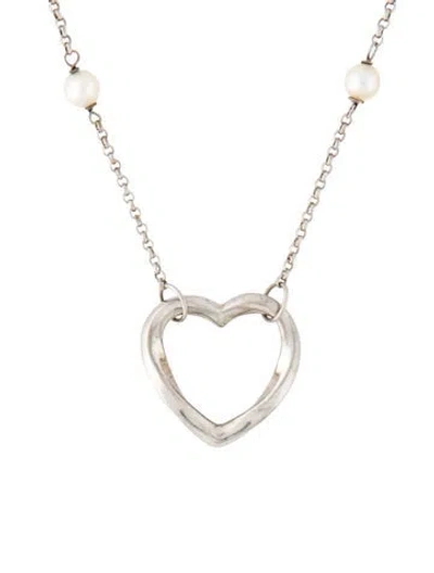 Pre-owned Adina Reyter Pearl Heart Pendant Necklace, 18" In Multi